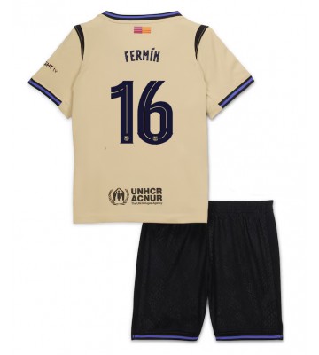 Barcelona Fermin Lopez #16 Udebanetrøje Børn 2025-26 Kortærmet (+ Korte bukser)